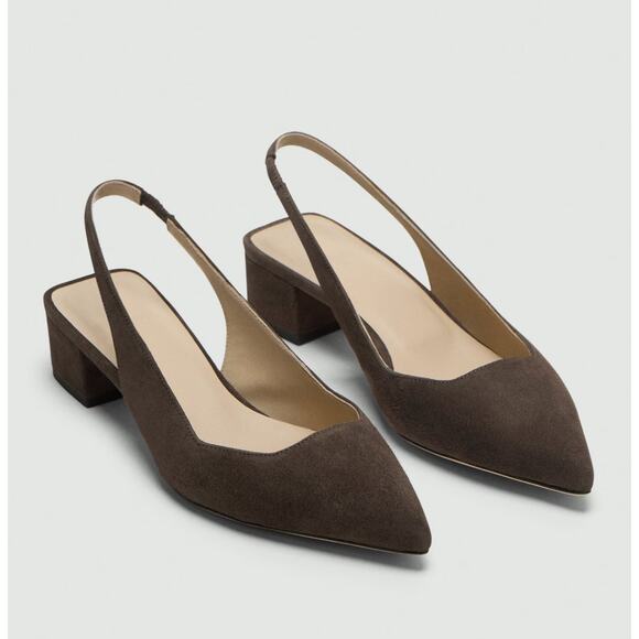 $320 Theory Suede Flats Sandals Slingback Brown Womens Size 37 Block Heel New - Picture 7 of 7